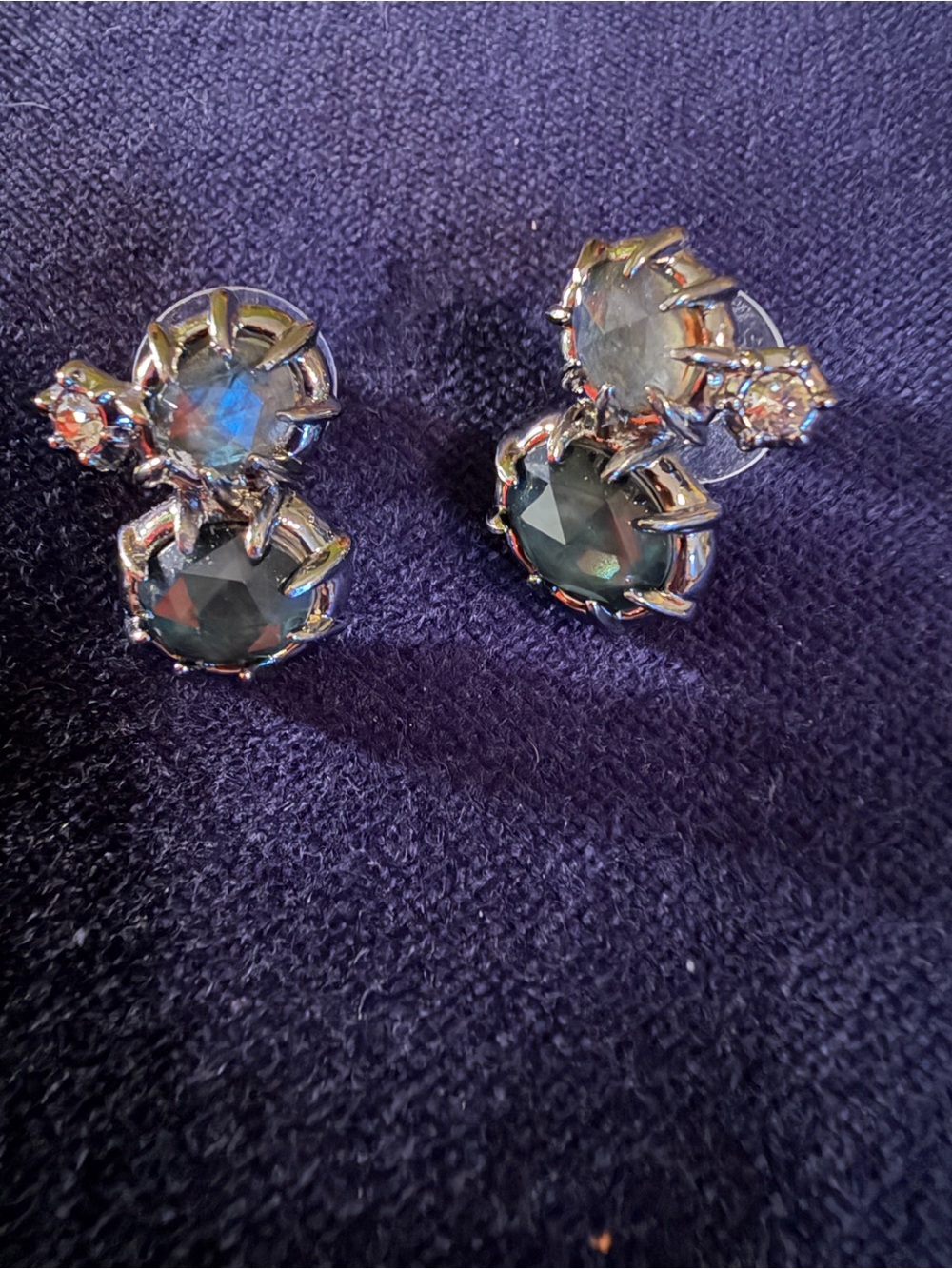Alexis bitter Silver-Tone Dark Blue Crystal Cluster Stud Earrings